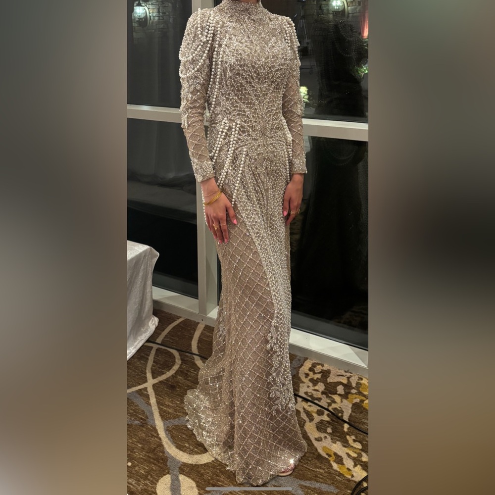 Sophisticated Long Sleeve Pearl Dress